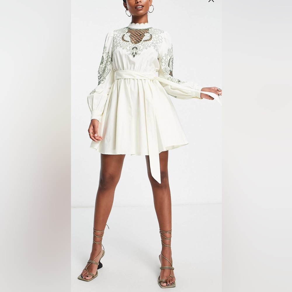 ASOS Eyelet Long Sleeve Dress